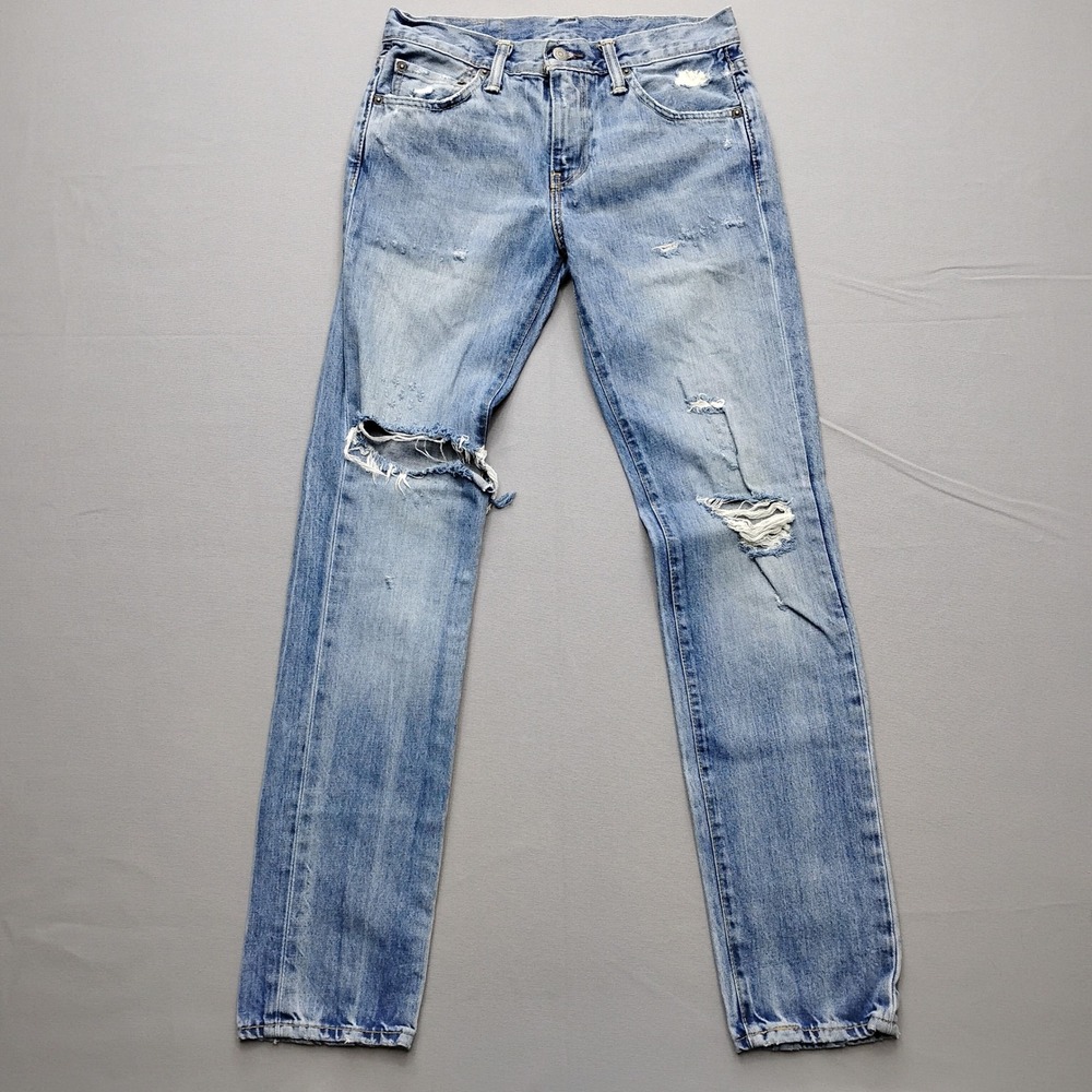 Levis 511 Slim Fit Jeans Mens 29x32 Light Wash Distressed Denim 32-3455